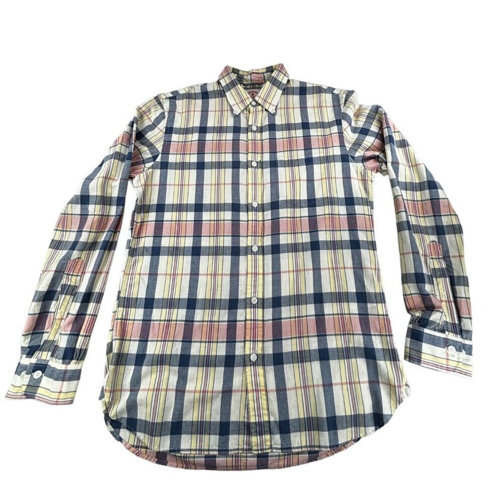 Brooks Brothers Red Fleece Mens Plaid Long Sleeve Shirt M Cotton Multicolor
